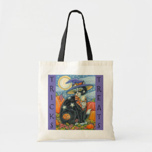 BOLSO DE TELA TESTIGO DE GATO NEGRO Y RATÓN HALLOWEB TRICK O TRA
