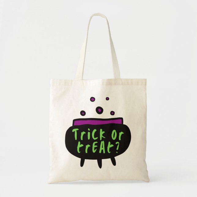 Bolso De Tela Testigos Cauldron Halloween Trick O Trete Tote Bag (Frente)