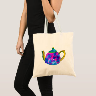 Bolso De Tela Tetera acuarela caprichosa