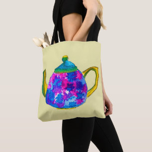 Bolso De Tela Tetera acuarela caprichosa