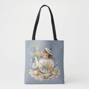 Bolso De Tela Tetera de ratón caprichosa Cottagecore Bloom