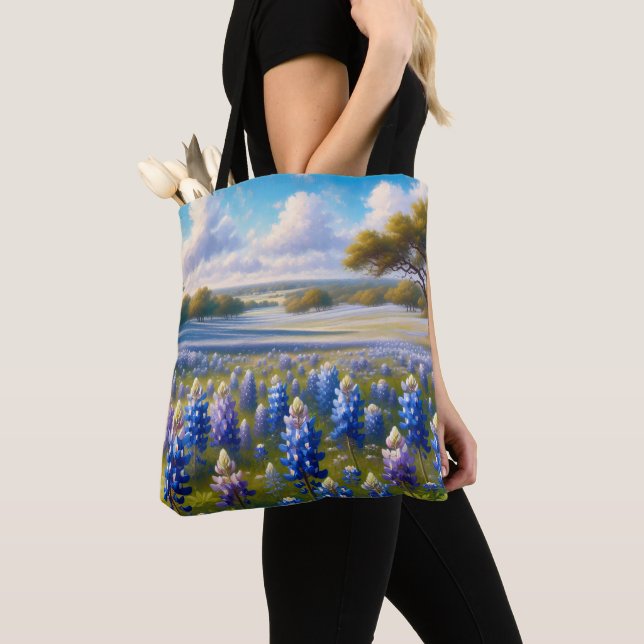 Bolso De Tela Texas Bluebonnet Meadow Landscape (Detalle)