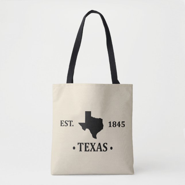 Bolso De Tela Texas mapea negro el estado de la estrella solitar (Anverso)