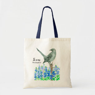 Bolso De Tela Texas Mockingbird Bluebonnets