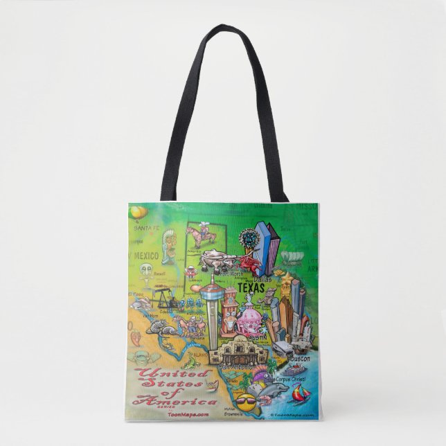Bolso De Tela Texas Personalizado Map Tote Bag (Anverso)