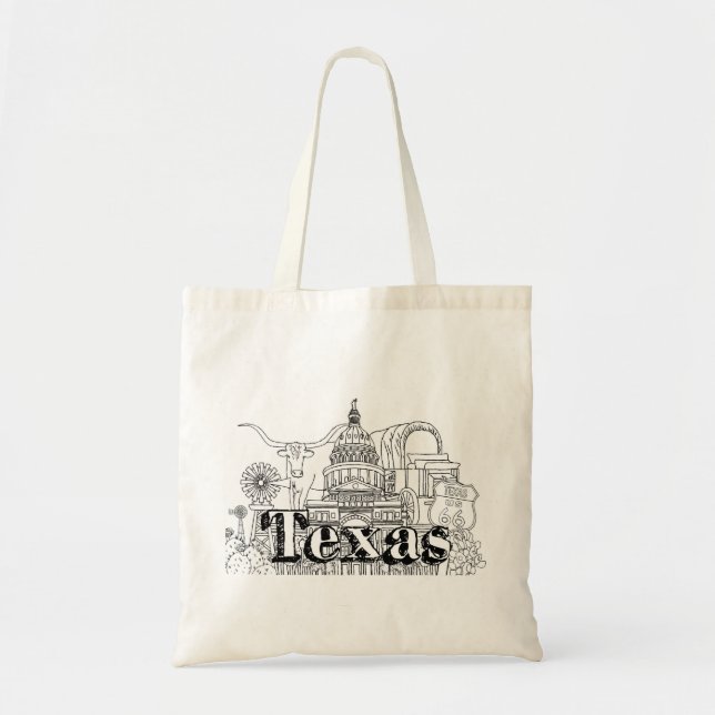 Bolso De Tela Texas Vacation Art Drawing Art Viajando (Frente)