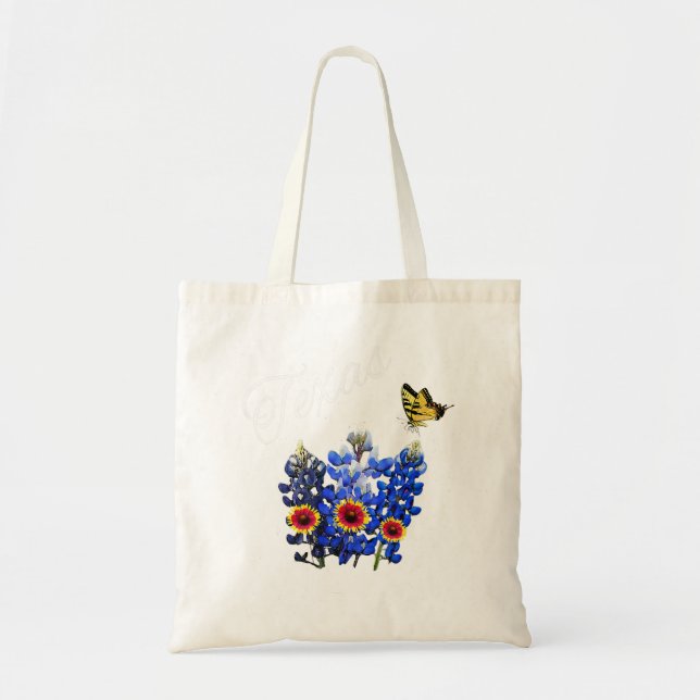 Bolso De Tela Texas Wildflower Butterfly Home State Bluebonnet G (Frente)