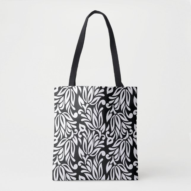 Bolso De Tela Textil en blanco y negro. (Anverso)