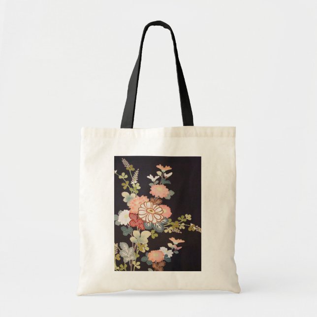 Bolso De Tela Textil japonés de KIMONO, patrón florete (Frente)