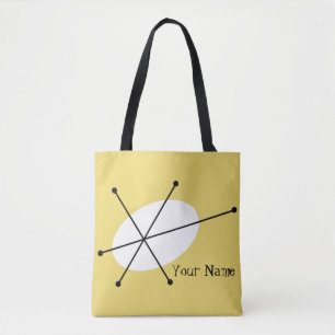Bolso De Tela Texto amarillo deslumbrante por todo el tote