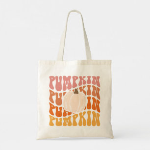 Bolso De Tela Texto de calabaza retro de otoño cálido