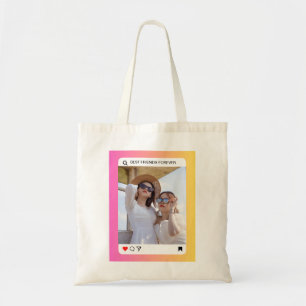 Bolso De Tela texto de foto personalizado instagram rosa moderno