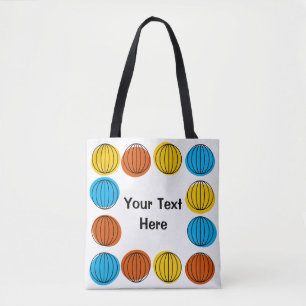Bolso De Tela Texto de globo por todo el naranja de tote hacia a