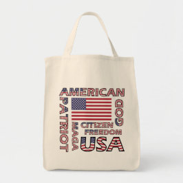 Bolso De Tela Texto de la bandera Patriota de Estados Unidos Glo