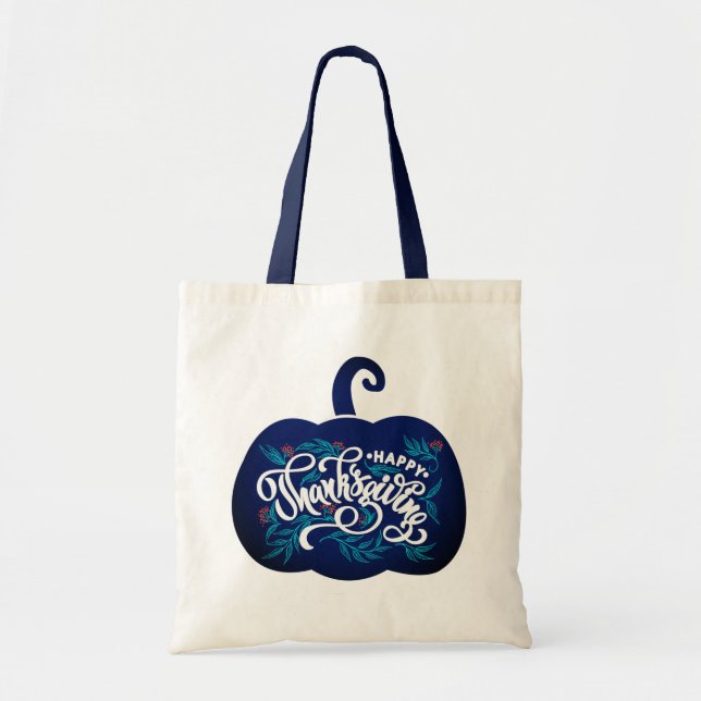 Bolso De Tela texto de moda sobre calabaza para Acción de Gracia (Frente)