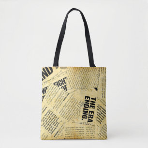Bolso De Tela Texto de periódico con papel antiguo