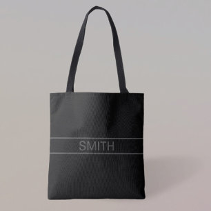 Bolso De Tela Texto de personalizable Negra y gris oscuro
