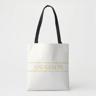 Bolso De Tela Texto de Personalizable simple y elegante Gold O