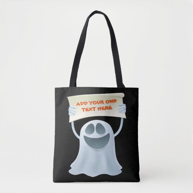 Bolso De Tela Texto de retención de fantasma (Anverso)