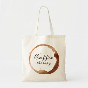 Bolso De Tela Texto de terapia de café en un diseño de tinción d