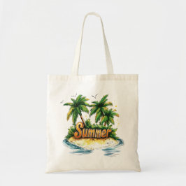 Bolso De Tela Texto de verano - Isla de verano tropical