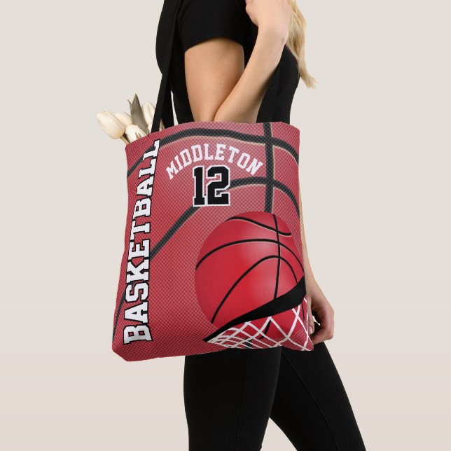 Bolso De Tela Texto del baloncesto el | DIY del deporte - rojo (Detalle)