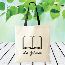 Bolso De Tela Texto del libro de nombres del profesor personaliz