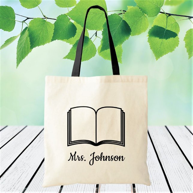 Bolso De Tela Texto del libro de nombres del profesor personaliz (Subido por el creador)