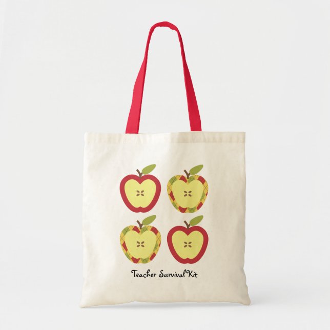 Bolso De Tela Texto del personalizable de las manzanas (Frente)