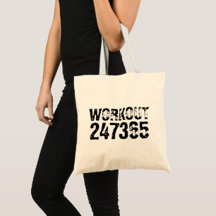 Bolso De Tela Texto desgastado y raspado Workout 247365 negro