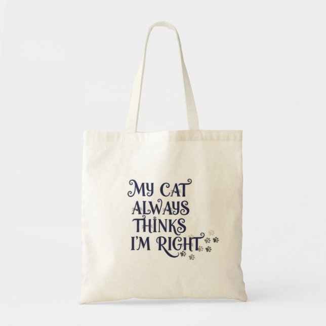 Bolso De Tela Texto Divertido de Gato (Frente)