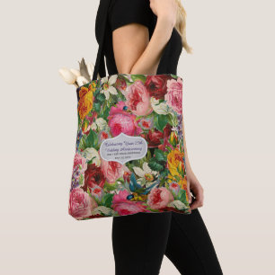Bolso De Tela TEXTO EDIT personalizado de TOTE de Rosas de época