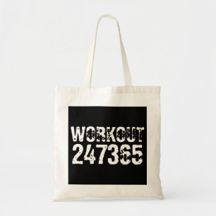 Bolso De Tela Texto grabado y desgastado Workout 247365 white