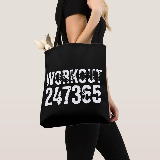 Bolso De Tela Texto grabado y desgastado Workout 247365 white (Detalle)