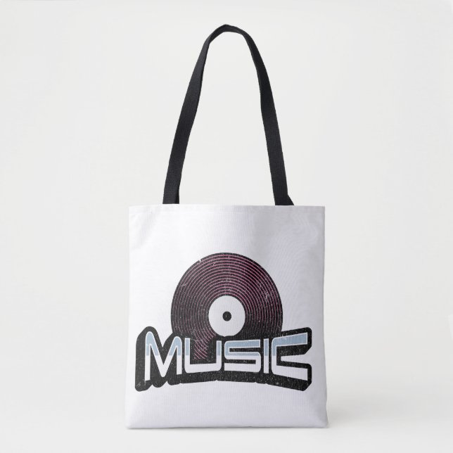 Bolso De Tela Texto musical con un disco de vinilo (Anverso)