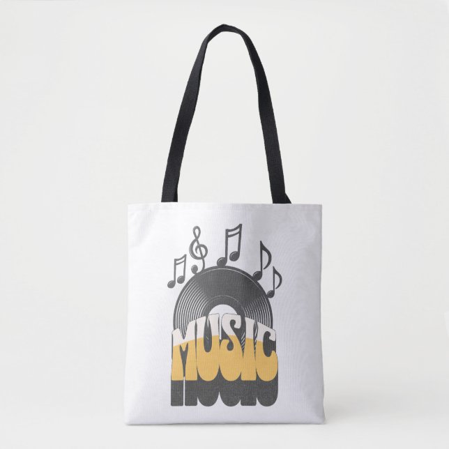 Bolso De Tela Texto musical con un disco de vinilo (Anverso)