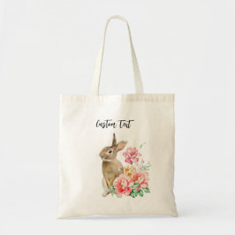 Bolso De Tela TEXTO personalizado - Conejo moderno de Pascua + F
