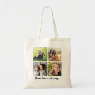 Bolso De Tela Texto Personalizado, Cuatro Collages de fotos,