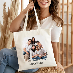 Bolso De Tela Texto personalizado de fotos familiares a medida