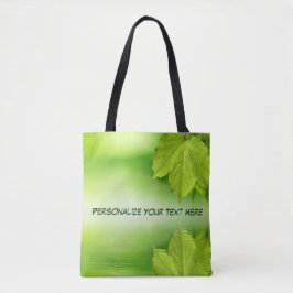 Bolso De Tela Texto personalizado de hojas verdes naturales
