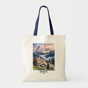 Bolso De Tela Texto personalizado Dolomitas Italia Paisaje Acuar