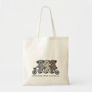 Bolso De Tela Texto personalizado Tres Koalas en tándem