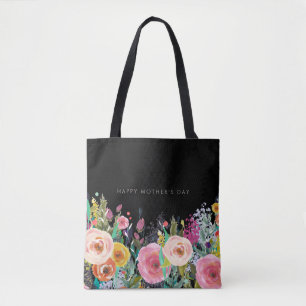 Bolso De Tela Texto personalizado   Vivid Floral   Día de la Mad