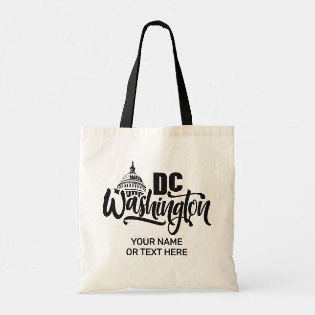 Bolso De Tela Texto personalizado Washington DC (Reverso)