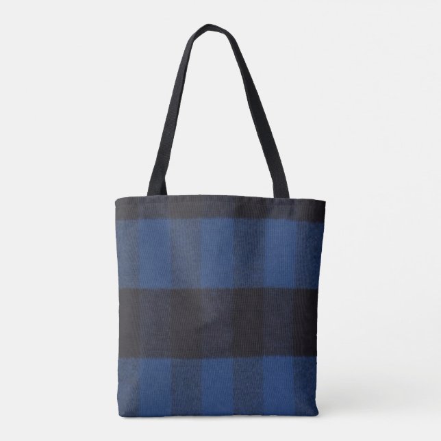 Bolso De Tela Textura azul del leñador de la tela escocesa del (Reverso)