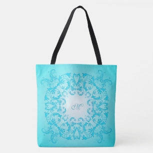 Bolso De Tela Textura barroca de la pendiente de la turquesa.