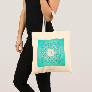 Bolso De Tela Textura barroca de la pendiente de la turquesa del