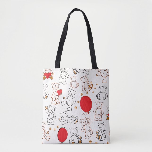 Bolso De Tela Textura con los osos de peluche (Anverso)