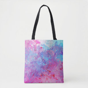 Bolso De Tela Textura creativa rosa-azul, manchas de pintura.