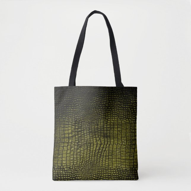 Bolso De Tela Textura de cocodrilo oscuro de lujo (Anverso)